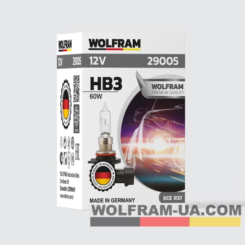 Автолампа галогенная Wolfram 12v HB3 9005 60W 29005
