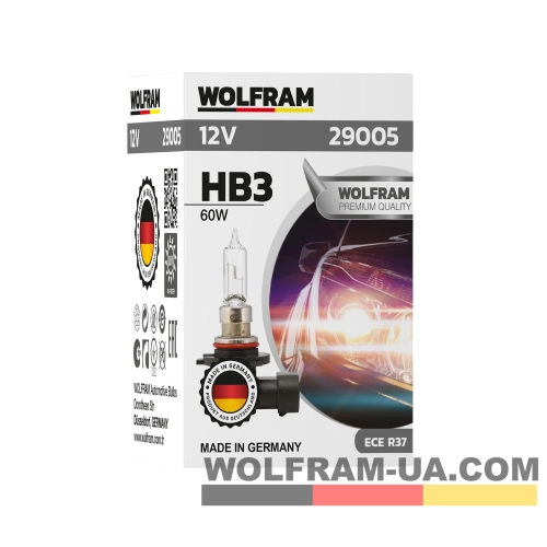 Автолампа галогенная Wolfram 12v HB3 9005 60W 29005