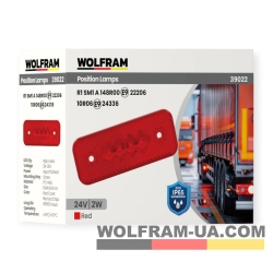 LED Фонарь габаритный Wolfram 24v 2W E9-R10 Certified Красный (39022)