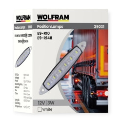 LED Фонарь габаритный Wolfram 12v 3W E9-R10 Certified Белый (39031)