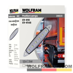 LED Фонарь габаритный Wolfram 12v 3W E9-R10 Certified Белый (39031)