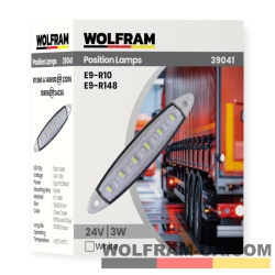 LED Фонарь габаритный Wolfram 24v 3W E9-R10 Certified Белый (39041)