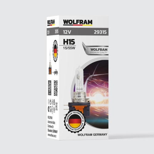 Автолампа галогенная Wolfram 12v H15 55/15W 29315