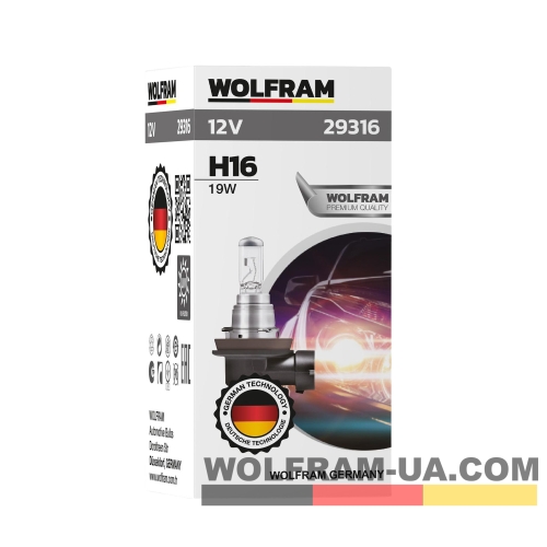 Автолампа галогенна Wolfram 12v H16 19W (29316)