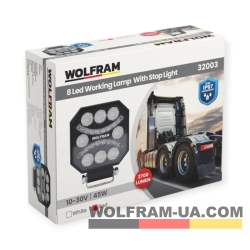 LED фара рабочая Wolfram 12-30v 45W E9 Certified Белый+Красный (32003)