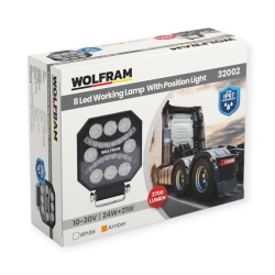 LED фара рабочая Wolfram 12-30v 24+12W E9 Certified Белый+Желтый (32002)