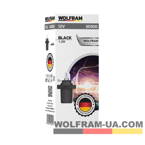 Автолампа індикаторна Wolfram 12v MF 1.2W (30100)