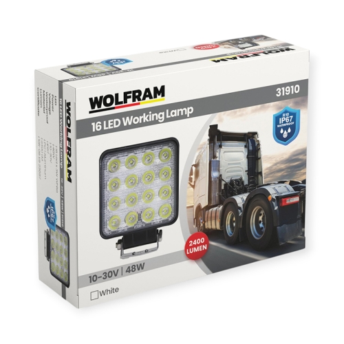LED фара рабочая Wolfram 12-24v 48W E9 Certified Белый (31910)