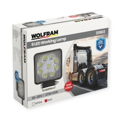 LED фара рабочая Wolfram 12-30v 27+6W E9 Certified Белый+Красный (31903)