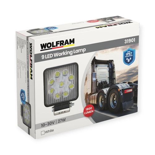 LED фара робоча Wolfram 12-24v 27W E9 Certified Білий (31901)