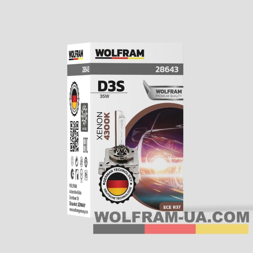 Автолампа ксеноновая Wolfram D3S 4300k 35W Ultra Violet 28643
