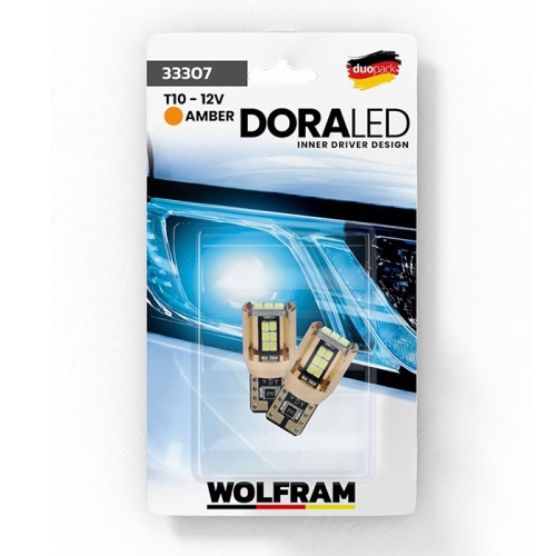 LED Автолампы Wolfram 12v T10 WY5W 1.5W Dora LED 33317 (2шт) Желтая