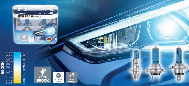 Wolfram SKY BLUE Автомобильные галогенные лампы на 50% Большая светлая и световая температура 5500k